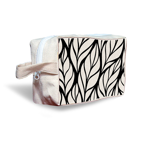 Black Leaves  Canvas Cosmetic Box Pouch