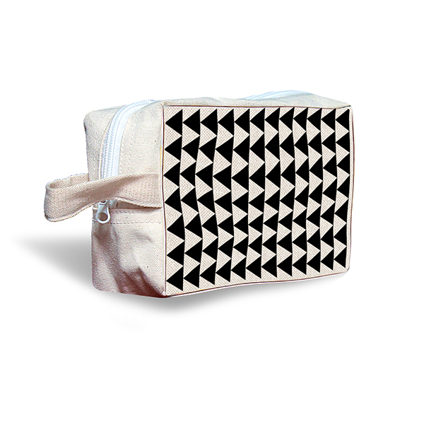 Triangle Pattern Canvas Cosmetic Box Pouch