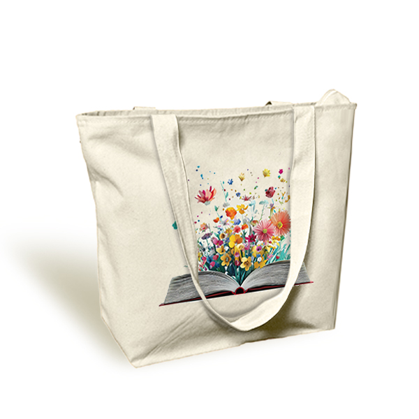 Open-Book-Canvas-Zipper-Hand-Bag Open-Book-Canvas-Zipper-Hand-Bag
